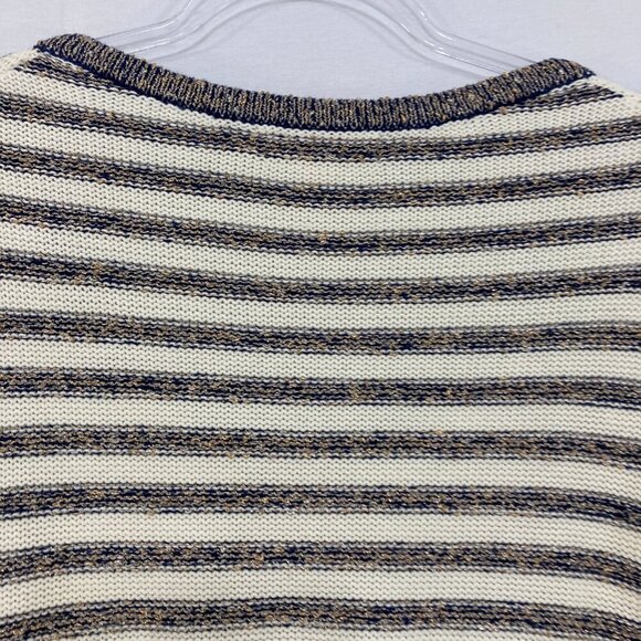 Banana Republic size XL Striped Metallic Crew Neck Cardigan Preppy - Picture 9 of 10